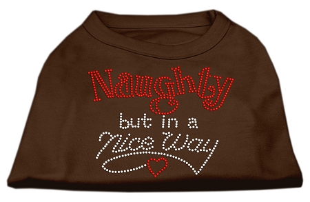 Naughty But Nice Rhinestone Shirts Brown Med